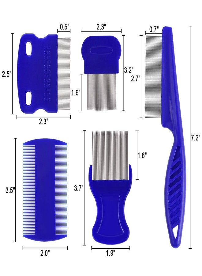 CAPHONT 6 Pack Flea Comb for Cats Dogs,Stainless Steel Dog Cat Grooming Combs With Rounded Teeth,Double-Sided Tear Stain Remover,Dematting Comb For Dogs Cats Ideal for Small, Medium & Large Pets (Blue) - Image 2